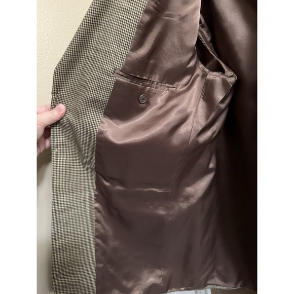 Aldo Conti Mens Italia Wool Herringbone Blazer Jacket Cream Brown 42R Formal - Picture 4 of 15